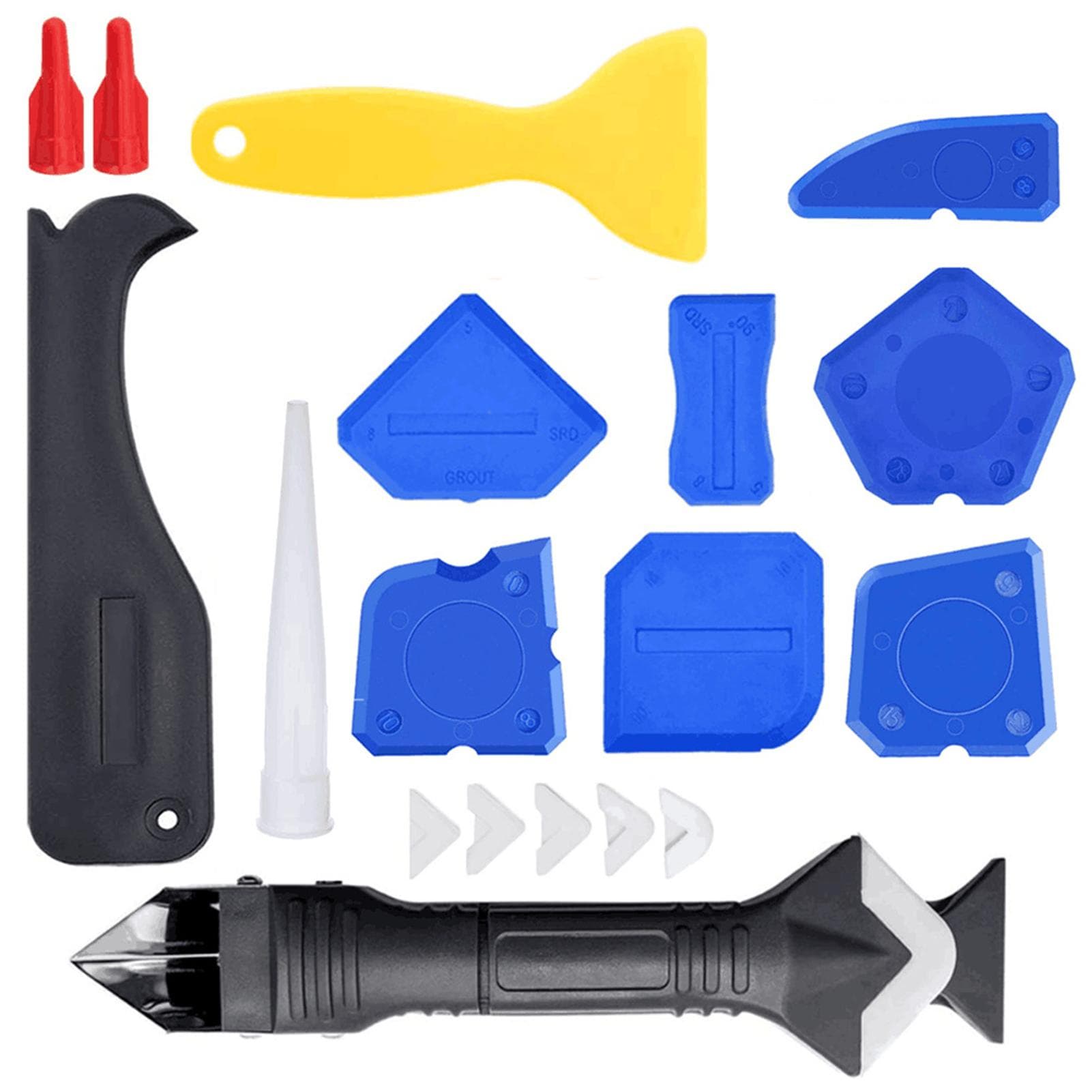19pcs 3 in 1 Silicone Caulking Tools Sealant Finishing Tool Grout Scraper Sink Joint Great Tools blue