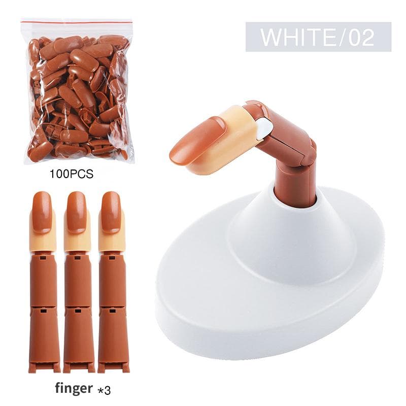 Mechanical Practice Hand For Acrylic Nails Silicone Nails Tips Can Be Detachable Beginners Practice Moving Finger Strap Base white