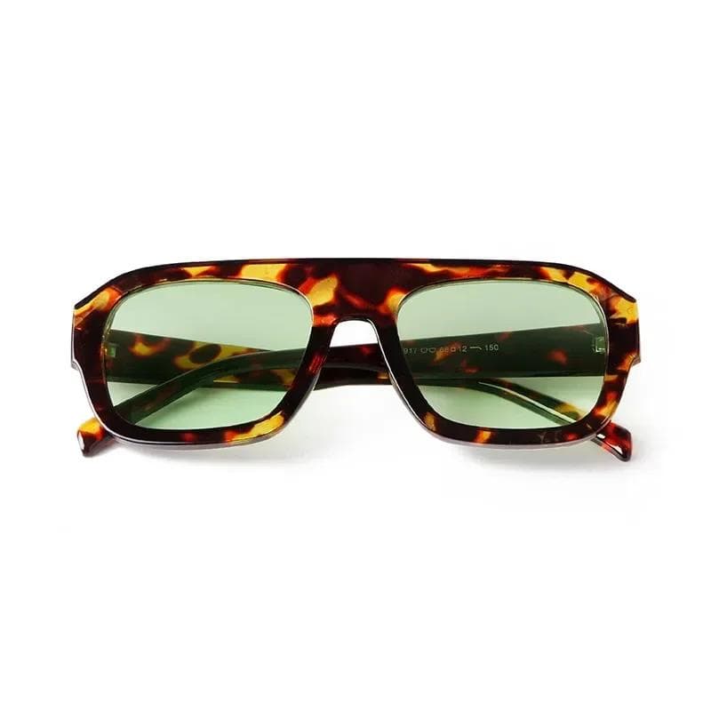 Vintage Yellow Oversized Square Sunglasses Women Men Luxury Designer Tortoiseshell Flat Top Lentes De Sol S3917 as picture