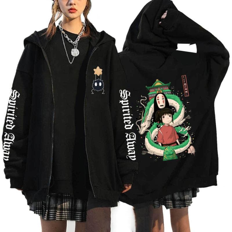 Anime Totoro Sweatshirts Men and Women Zipper Jackets Hooded Sweatshirts Casual Hip Hop Zip Up Hoodie XL