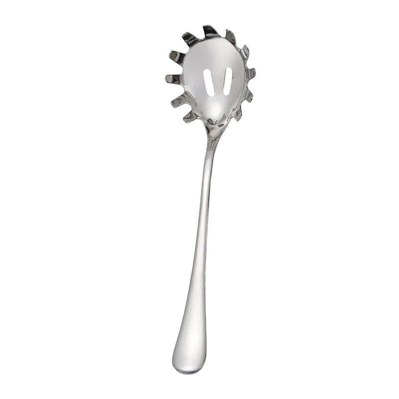 1PC Spoon Multifunctional Noodle Spoon Food Strainers Stainless Steel Spaghetti Server Pasta Colander Ladle Noodle Strainer Tool silver