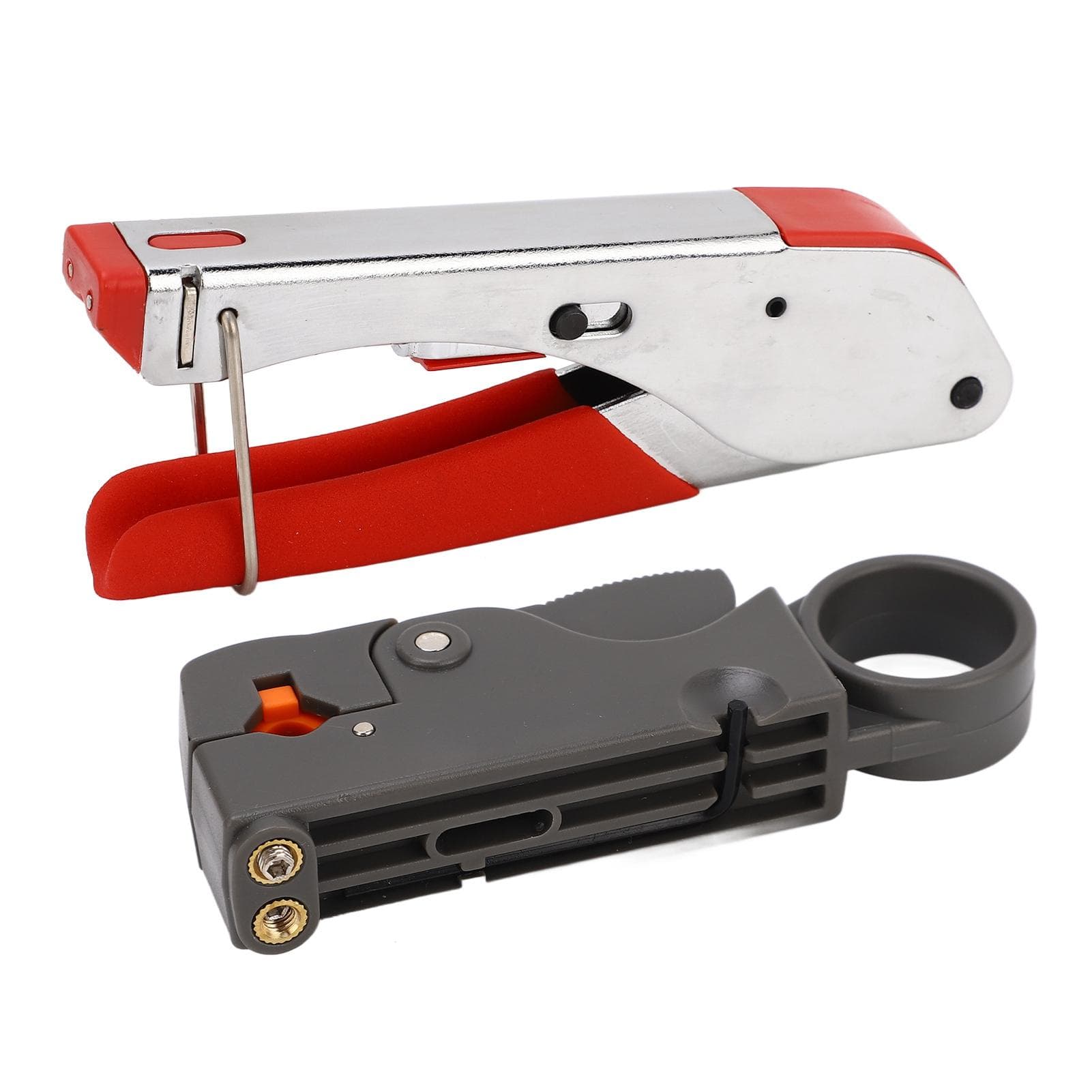 Coaxial Cable Crimper Kit with Stripper and 20Pcs F Connectors Adjustable Wire Rope Crimping Tool