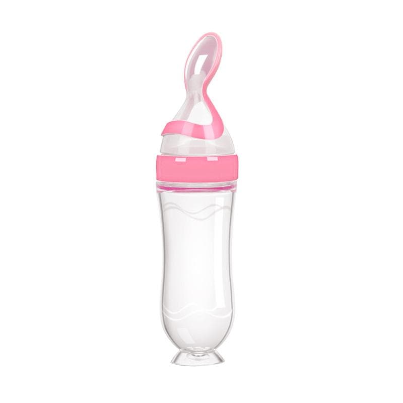 Safe Useful Silicone Baby Bottle With Spoon Food Supplement Rice Cereal Bottles Squeeze Spoon Milk Feeding Bottle Cup yellow