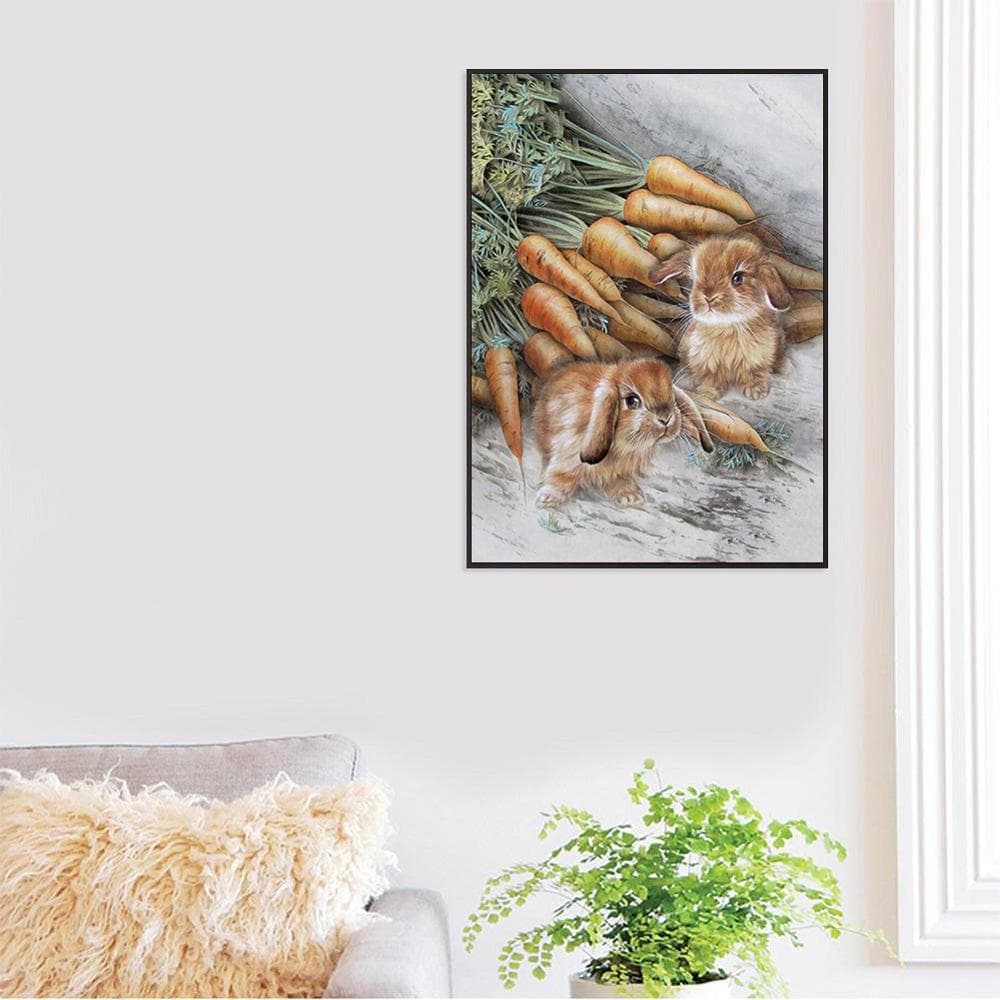 Diamond Mosaic Rabbit 5d Diamond Painting Animal Full Round Diamond Embroidery 20X30CM