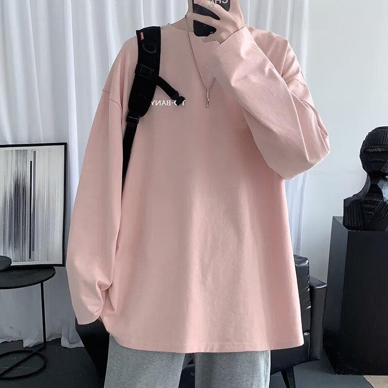 2024 Men's Long-Sleeved T-shirt Autumn Undershirt Long Sleeve Cotton Autumn Hong Kong Style Printing Loose Trendy Top 8XL red