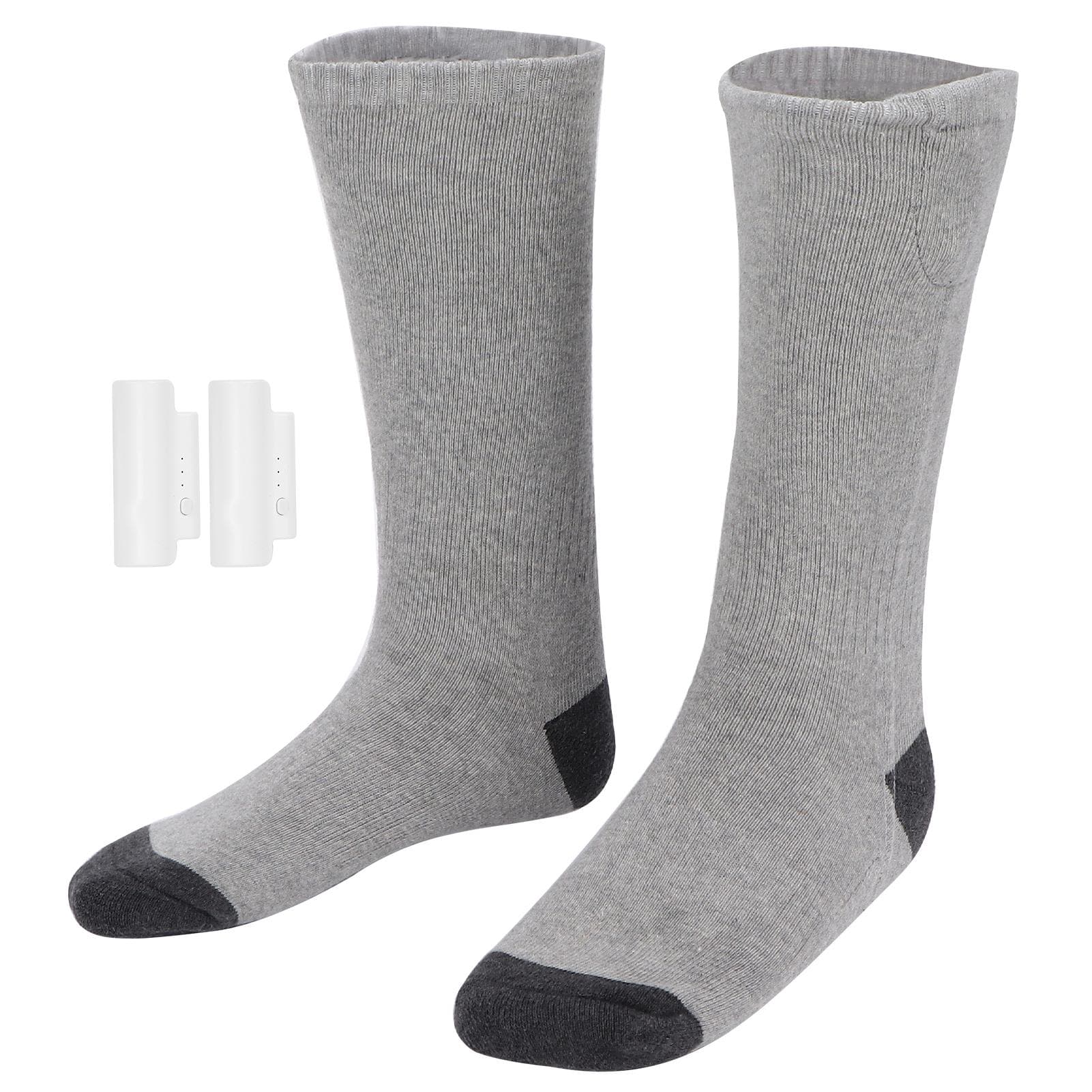 Winter Outdoor Sports Skiing Heated Socks Electric Smart Heating Cotton StockingsGray gray