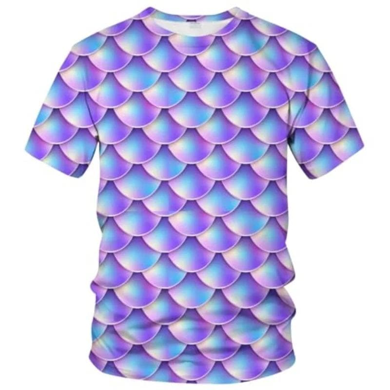 Funny Fish Scale Pattern 3D Print Tshirt Men And Women Summer Fashion Personality O Neck Short Sleeve T Shirt Casual Kid Tee Top XL
