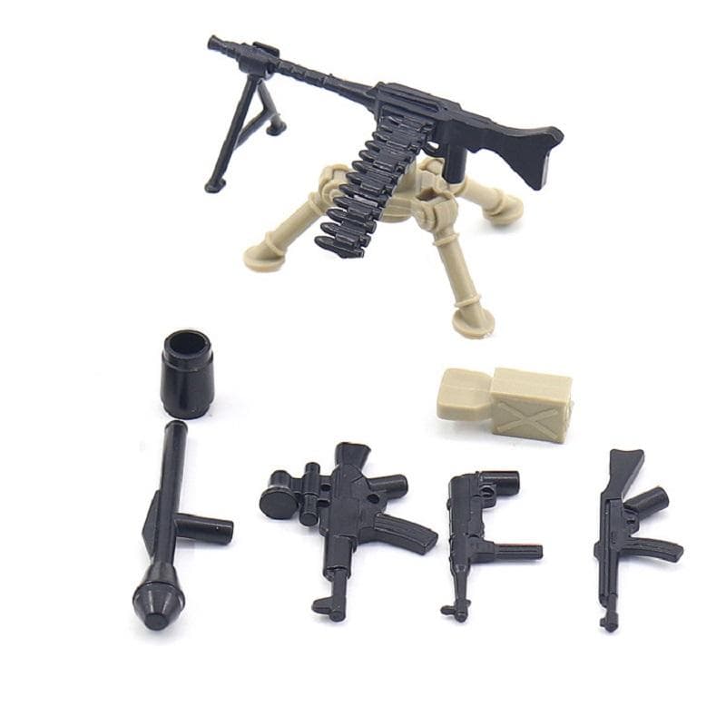 Military WW2 Machine Gun MG34 Browning Dp-28 Weapon Guns Soldier MOC Minifigures Guns Army Parts Building Bricks Toys