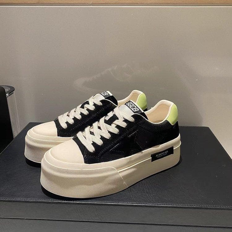 Thick-soled Star Skate Shoes Women's Spring and Autumn New Casual All-match Bread Shoes 40 black