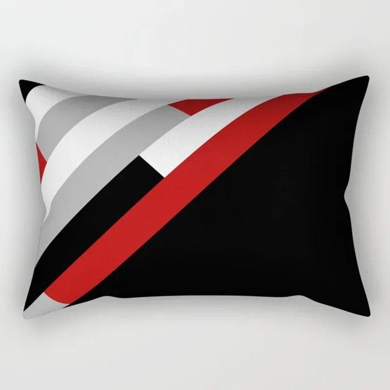 30x50cm Ins Black Red Series Pillowcase Patchwork Stripe Polyester Cushion Cover Art Line Geometric Waist Pillowslip Home Decor 30x50cm