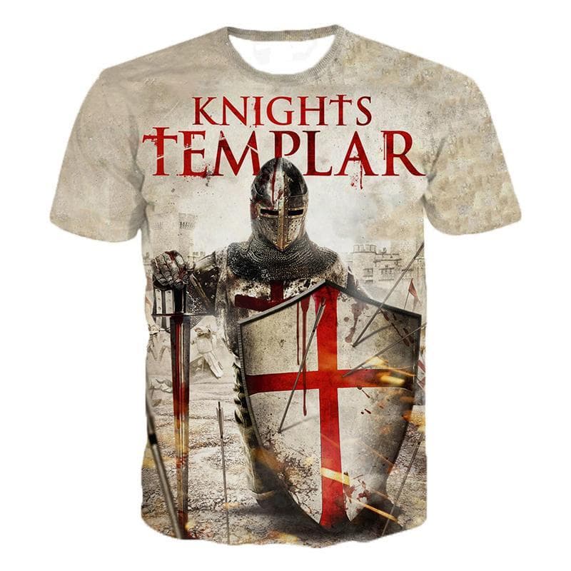 Knight Templar Men's T-shirt 3D Printing T-shirt Knight Templar Fashion Casual T-shirt Hip Hop Harajuku Streetwear Tops S