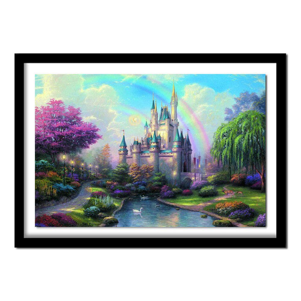 Zozack ,Full,round,Drill,Diamond Embroidery,Rainbow Castle,scenic,5D,Diamond Painting,Cross Stitch 20X30CM