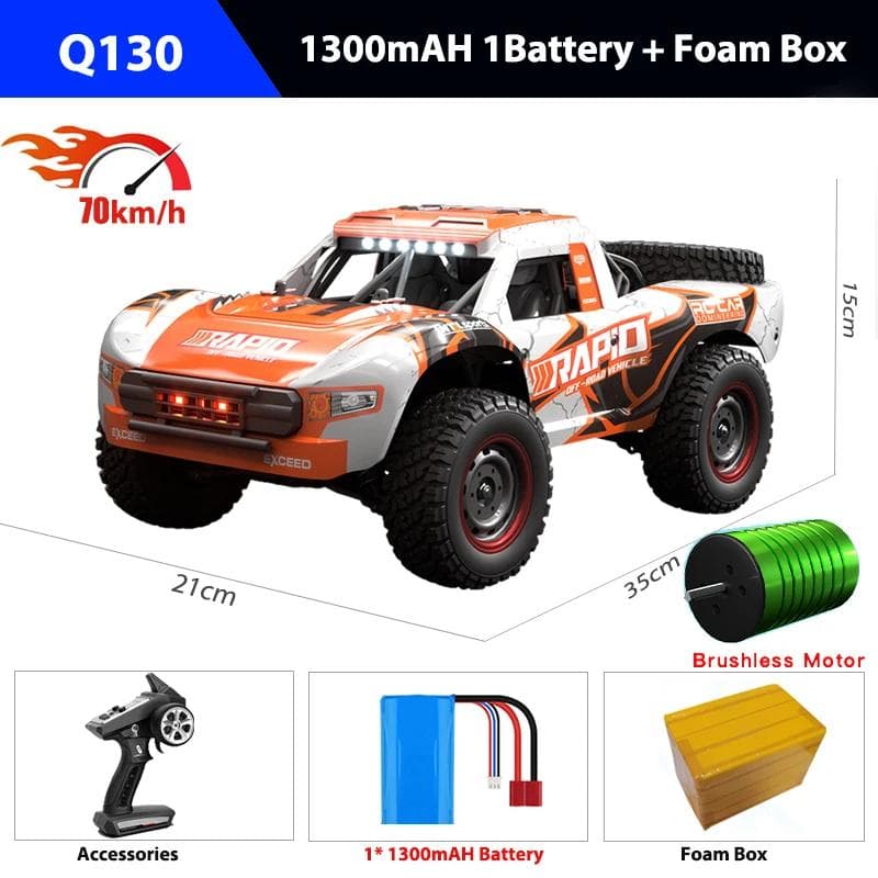 New 1:14 70KM/H 4WD Rc Car Off-road Vehicle Stunt Car with LED Headlight Remote Control Pickup High Speed Drift Monster Truck Children's Toy Gift orange