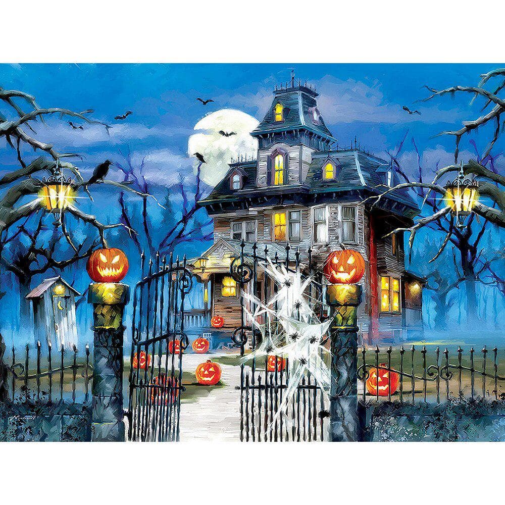 5D Diamond Painting Full Round Castle Halloween Mosaic DIY Diamond Embroidery Scenery Cross Stitch 20X30CM