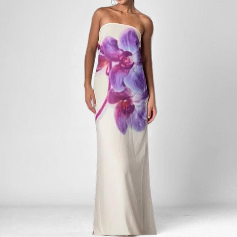 Spring dress women's fashion sleeveless off-the-shoulder tube top sexy halter print dress 3XL