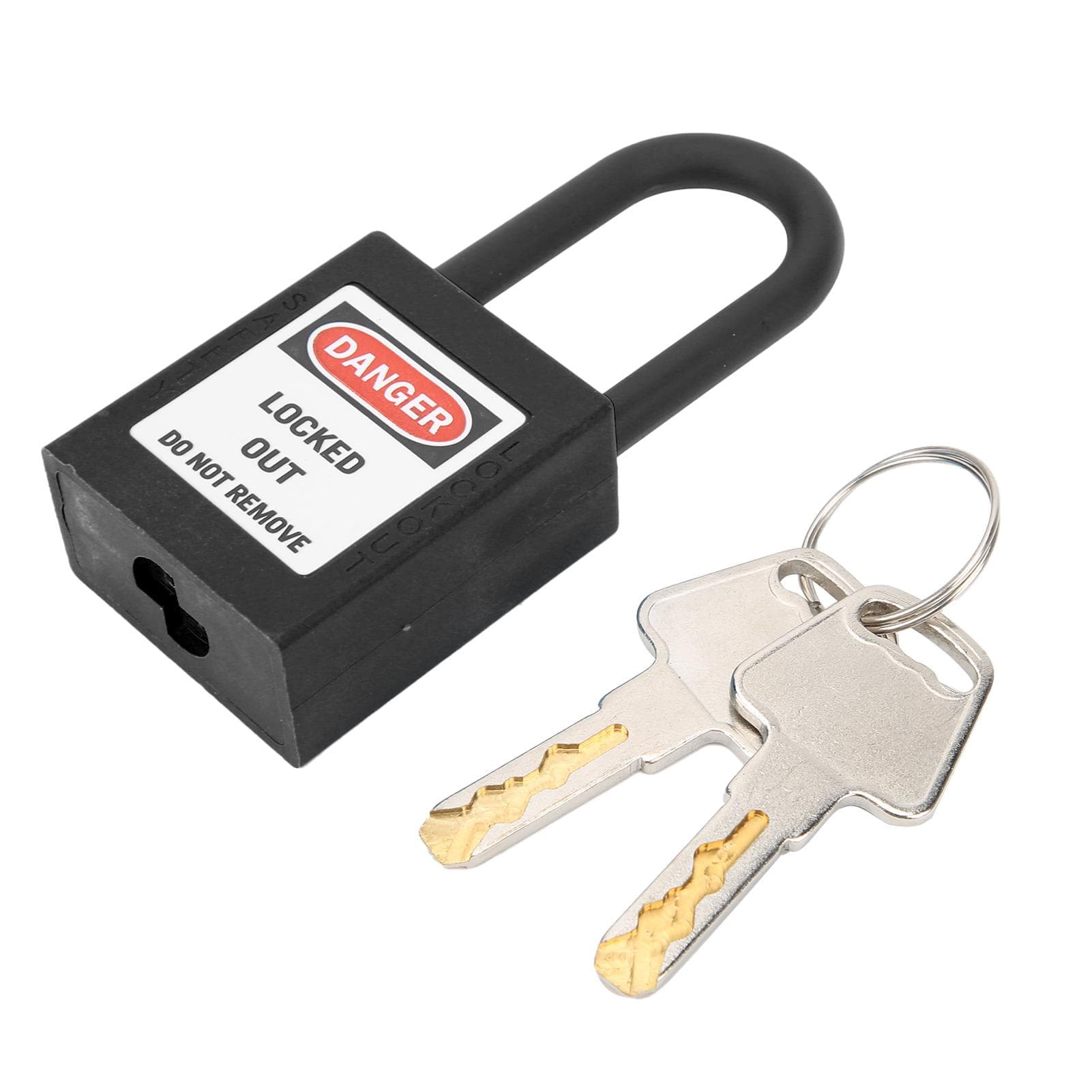 38mm Lockout Tagout Lock Nylon Corrosion Resistant Insulated Safety Padlock with KeyBlack