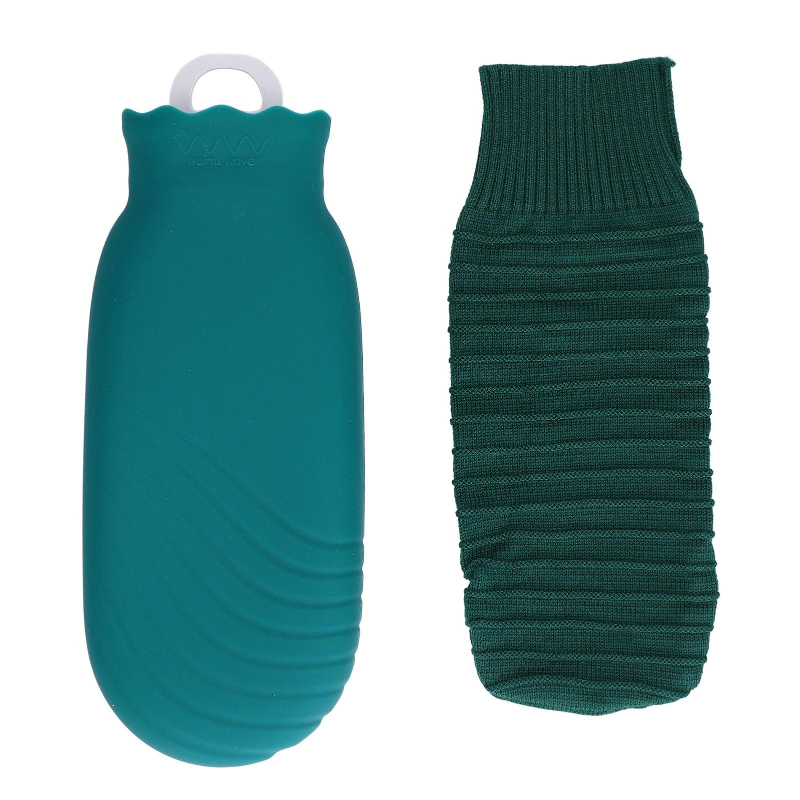 550ml Hot Water Bag Silicone Plush Cute Cartoon Explosion Proof Leakproof Hot Water BottleBlue green