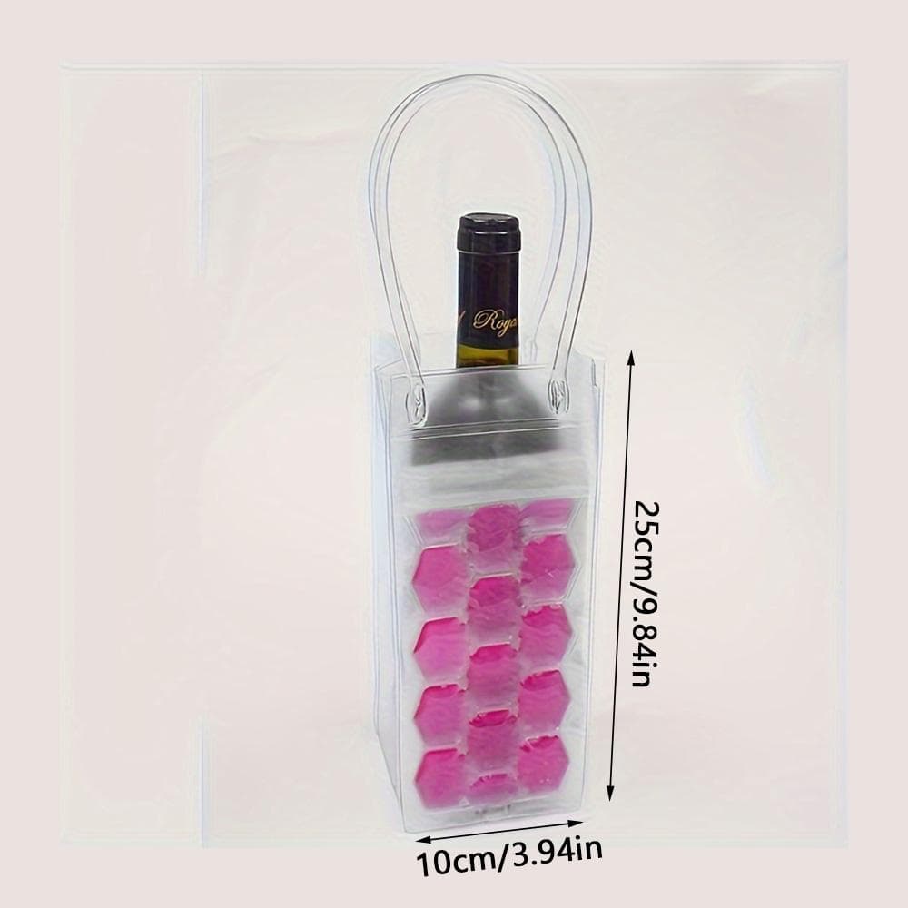 1pc Outdoor Cold Insulated Bottle Bag PVC Red Wine Handbag, Ice Bag, Gift Bag Beer, Ice Wine Bag pink