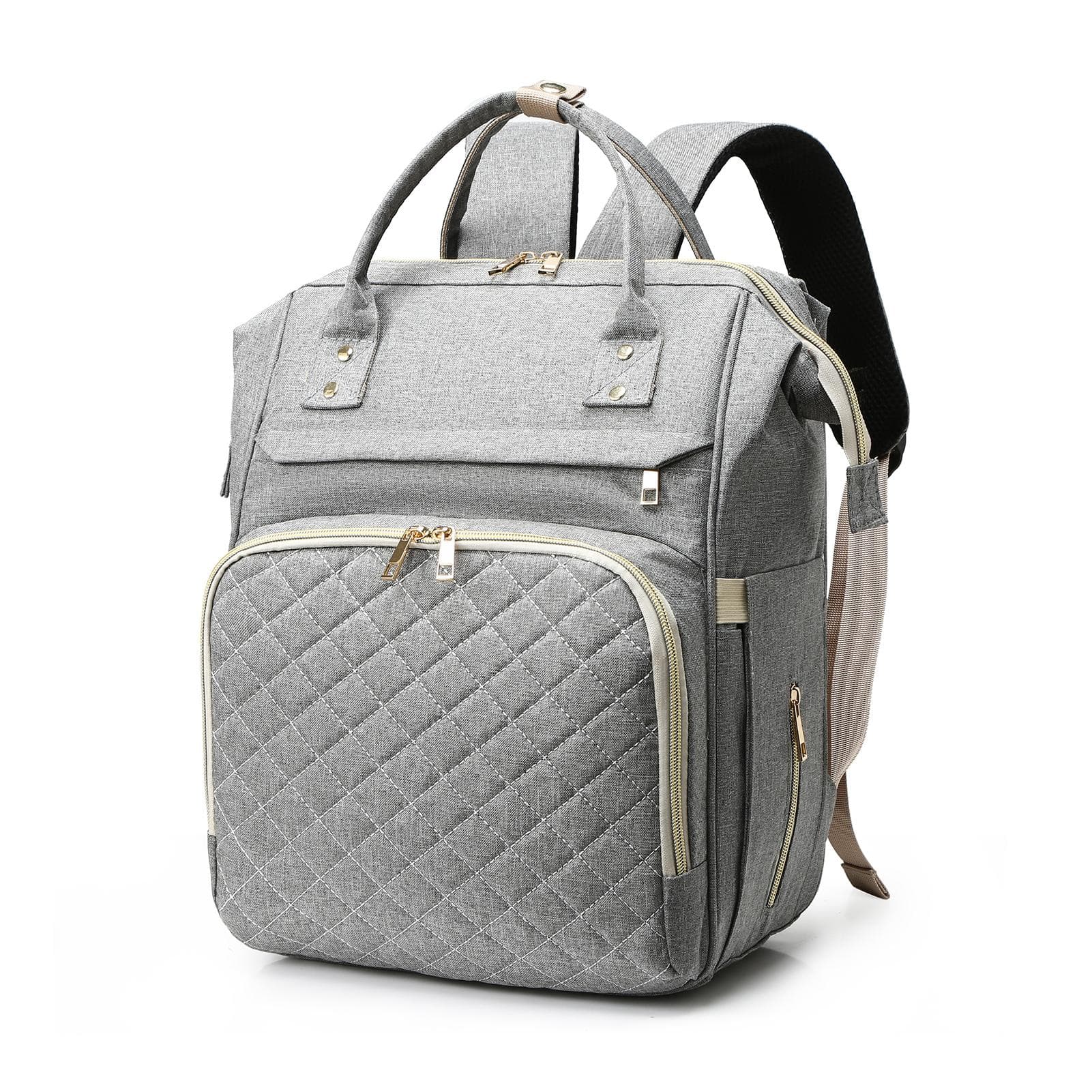 Portable Diaper Bag Backpack Large Capacity Water-resistant Travel Baby Nursing Bag Mommy Bag with grey