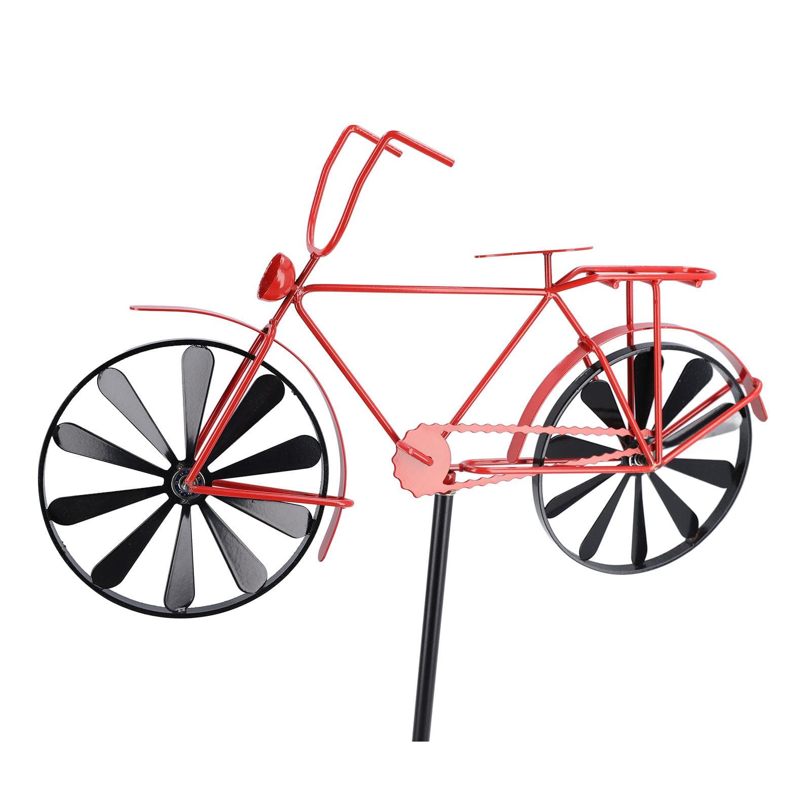 Bike Wind Spinner Vintage Style Metal Iron Bicycle Wind Spinner Decoration for Outdoor Garden Red