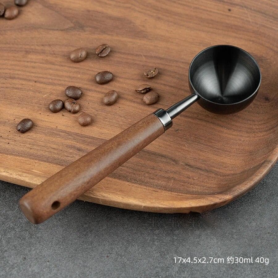 Walnut Handle Coffee Spoon Long Handle Coffee Powder Measuring Spoon Short Handle Stainless Steel Coffee Bean