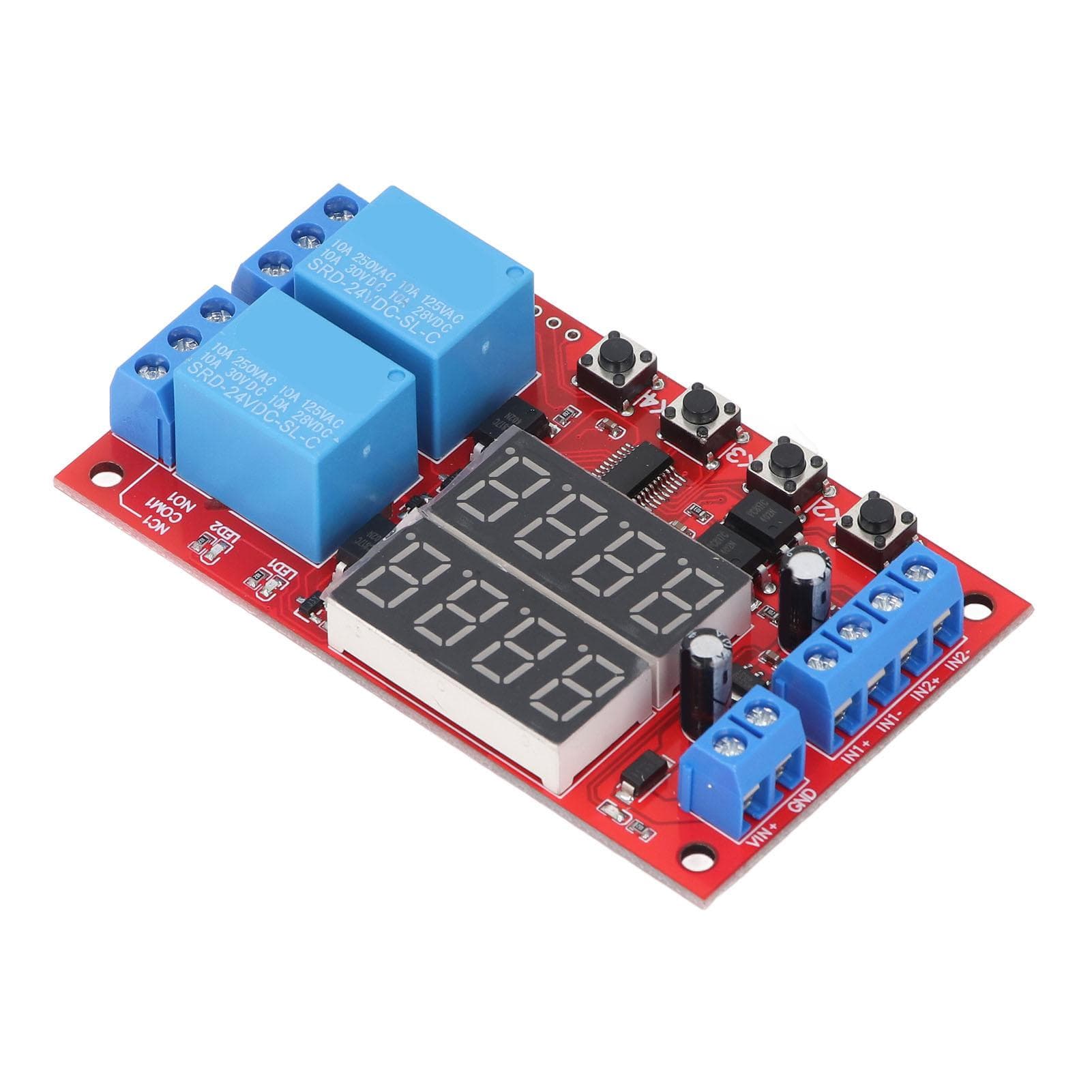2 Channel Relay Module 24V LED Display Delay Self Locking Cycle Multifunction Timer Module for Home
