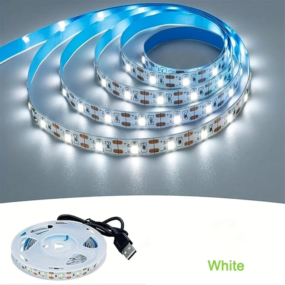 5V USB LED Strip Light Warm/White Flexible Lamp Christmas Decoration For TV Backlight DIY Lighting Bedrooms Cabinets Kitchens 5M IP65 white