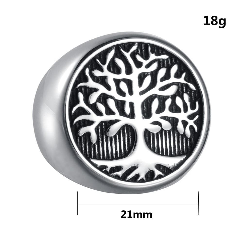 Nordic Retro Tree of Life Titanium Steel Ring Size 7