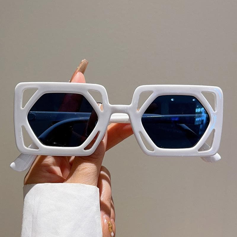 Luxury Designer Hollow Square Sunglasses Vintage Fashion Punk Double Color Shades For Women Men Trendy Sun Glasses