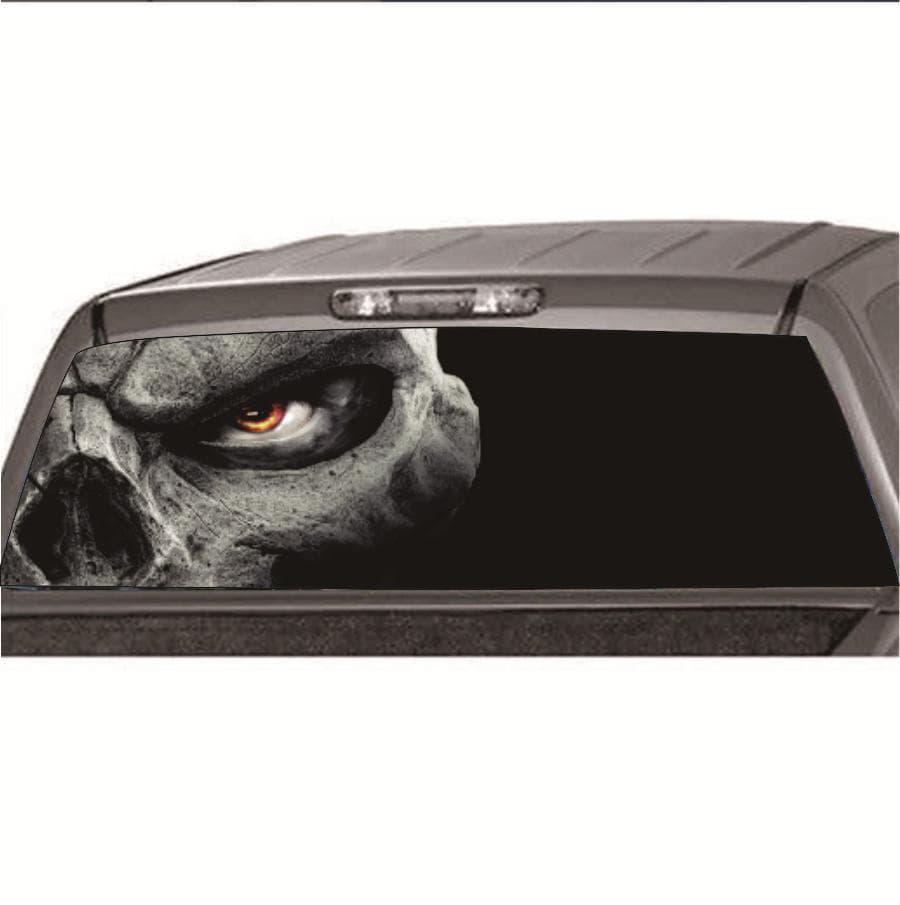 135cmx36cm Perforated Skull Rear Window Sticker Graphic Decal For Truck Pickup
