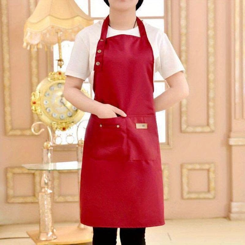 Chef Waiter Coffee Shop Waiter Solid Color Kitchen Apron Barber Apron Bib Kitchen Accessories Women Men Barbecue red