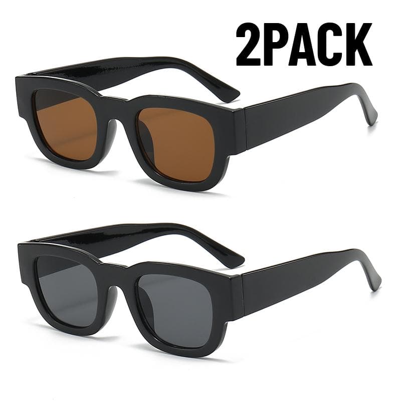 1 2PCS Fashion Small Rectangle Sunglasses Men Women Wide Leg UV400 Outdoor Travel Vintage Shades Gafas De Sol