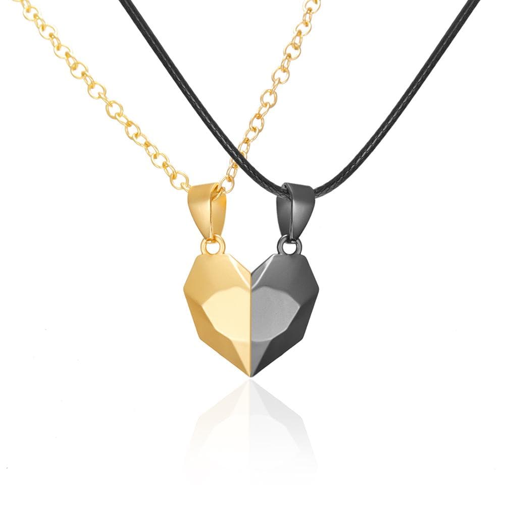 Magnet Heart Couples Necklace 2 Pcs/Set Matching Necklace Heart Magnetic Memorial Meaningful