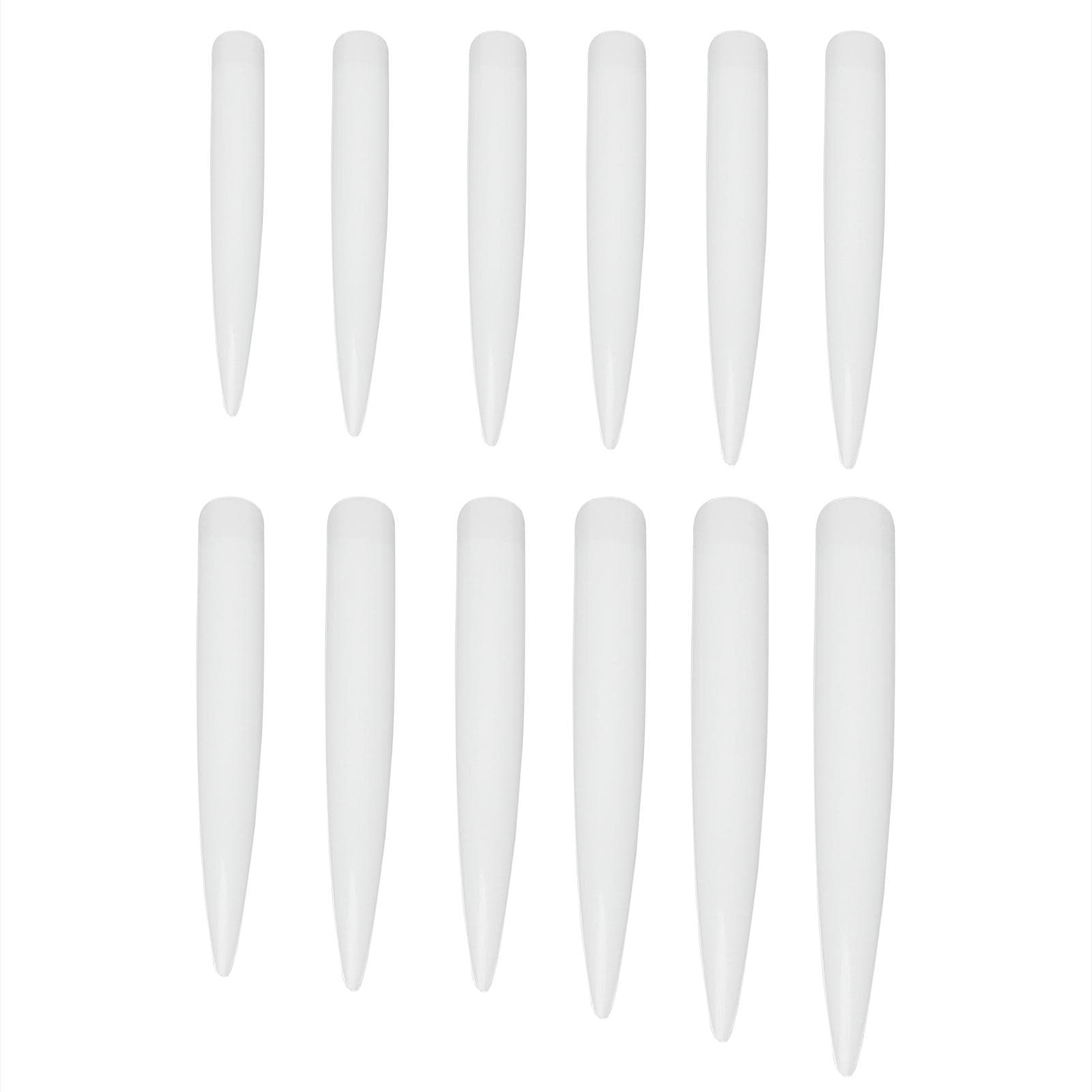 120PCS Extra Long Nail Tips Full Cover Stiletto Artificial Nails for Nail Art DIY SalonNatural