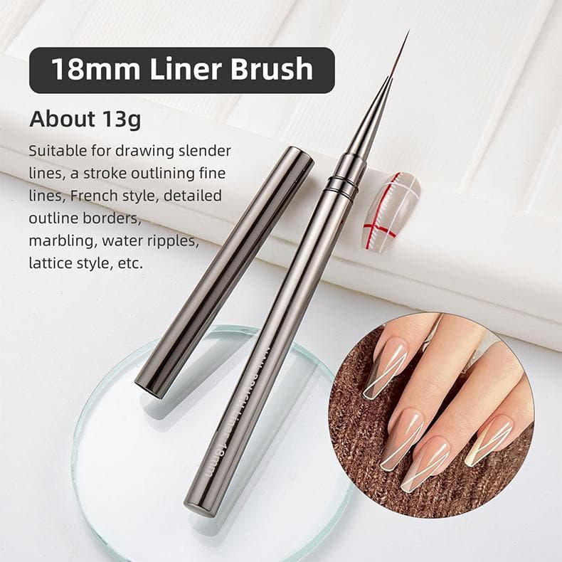 1Pcs Nail Art Liner Brushes Hand Painted Brush UV Gel Paints Builder Drawing Pen DIY Manicure Design Accessories 18mm