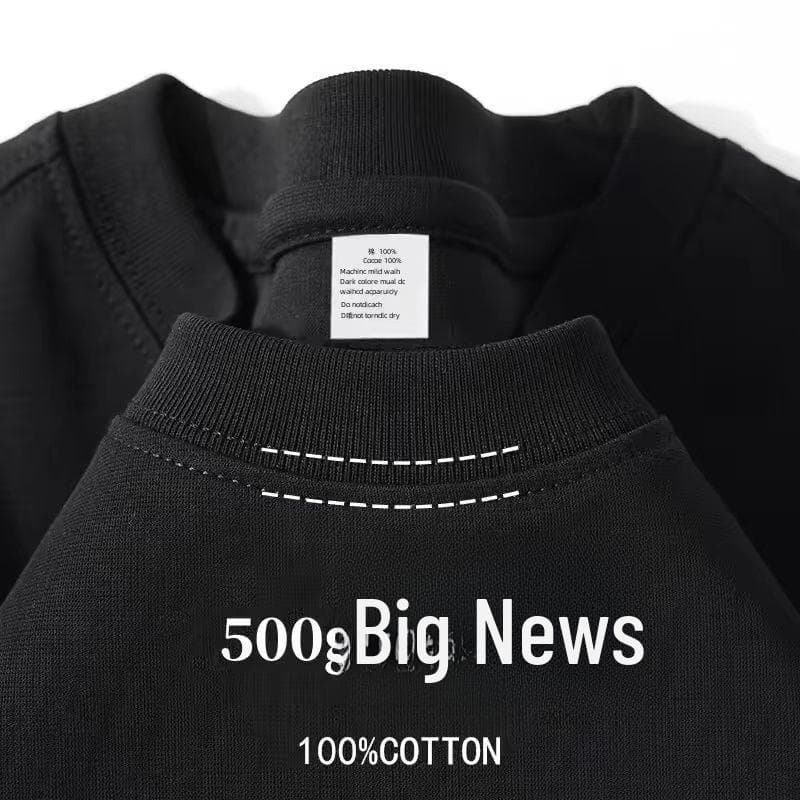 320g Heavyweight White Cotton Short-Sleeve T-Shirt for Men and Women - Thick, Non-Transparent, Loose Fit, Perfect for Summer. 2XL [170-190 jin]