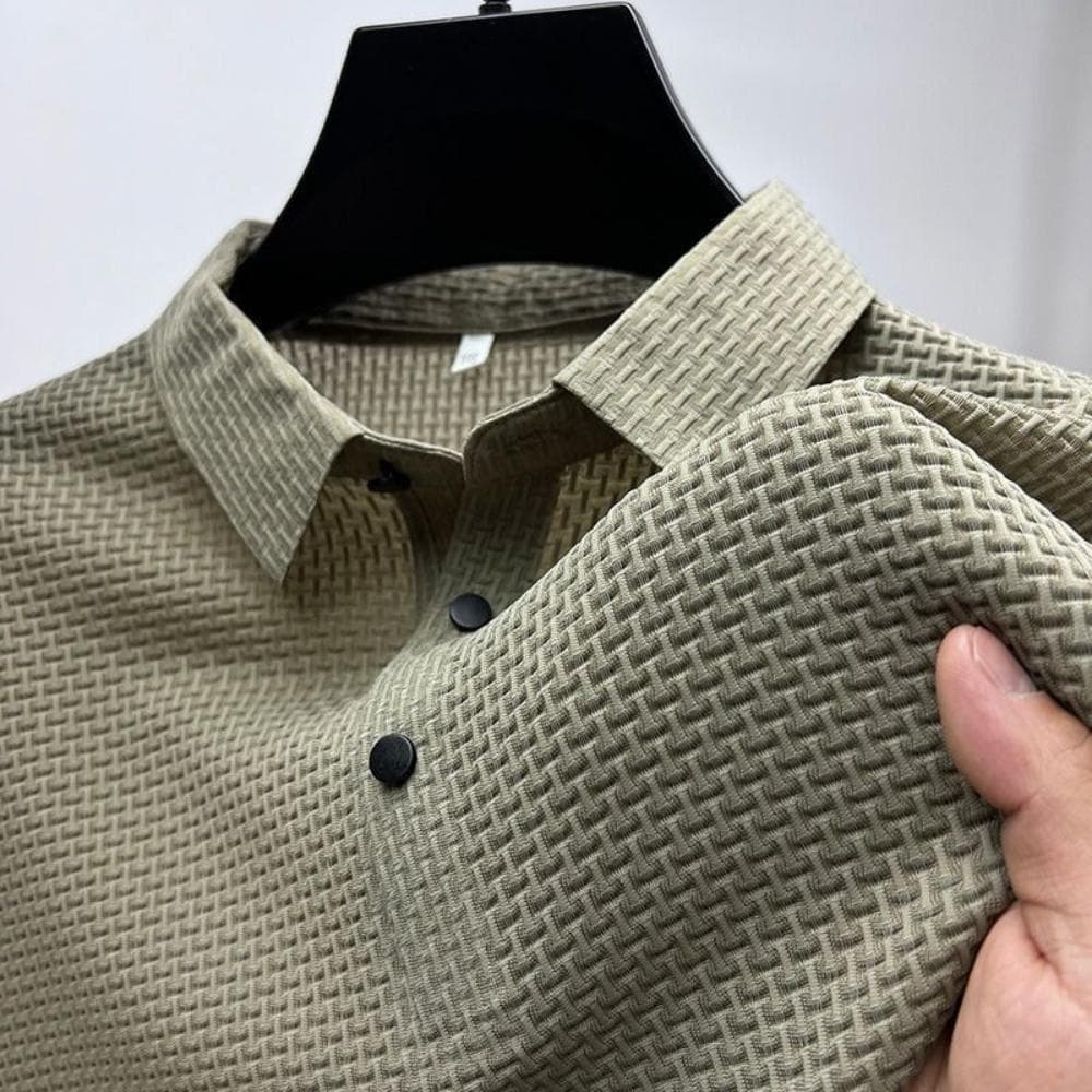 Men Casual Ice Silk Polo Shirts Soft Comfortable Summer Short Sleeves Solid Color Breathable Basic Simple Thin T-shirt XL khaki
