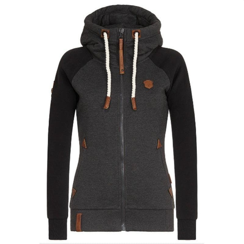 Autumn European and American Popular Personalized Leather Brand Contrasting Color Hooded Sweater 5XL