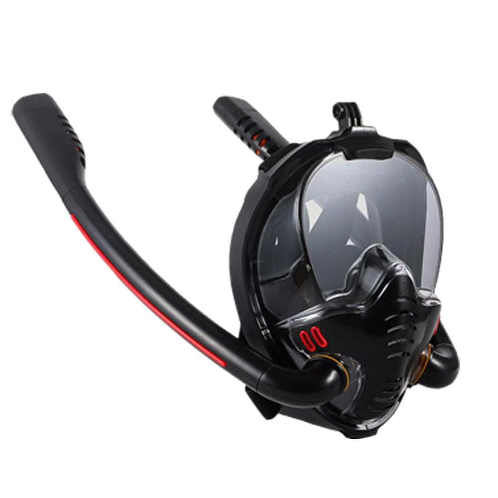 Snorkeling Mask Double Tube Silicone Full Dry Diving Mask Adults Swimming Mask Diving Goggles Self Contained Underwater Breathing Apparatus adults large black-black
