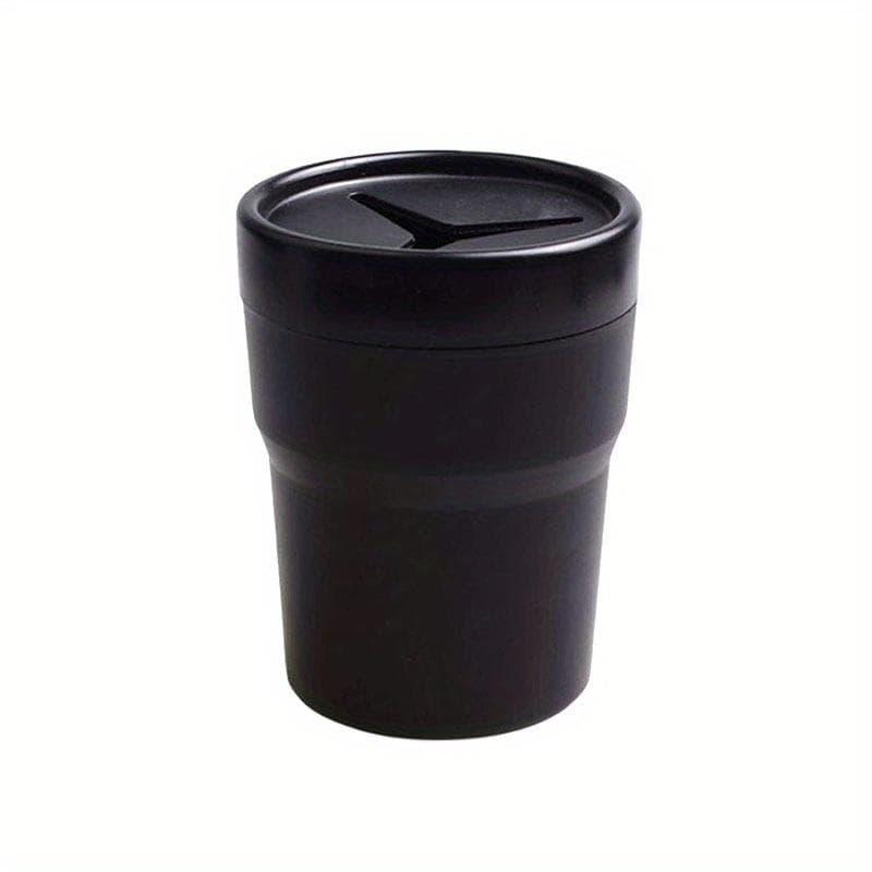 1pc Multifunctional Car with Lid Mini Trash Can Desktop Storage Storage Box Car Cup Holder Trash Can black