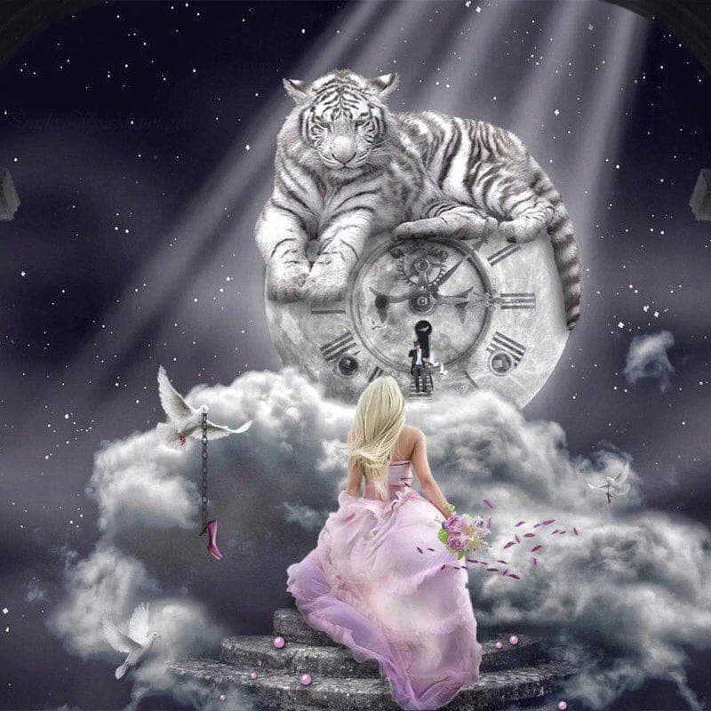 5D DIY Diamond Painting  Fantasy Tiger  Diamond Embroidery Cross Stitch Needlework Home Decoration 20X30CM