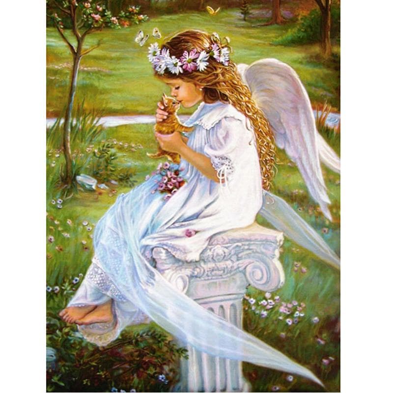 Diamond Painting 5D DIY Cross Stitch Angel Elves Full Round Drill Diamond Embroidery 20x30