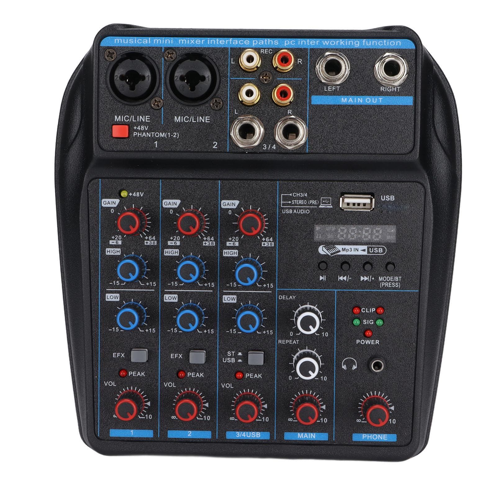 o Mixer 4 Channel Digital USB Bluetooth Sound Mixer Board for DJ PC Live Broadcast 110‑240VAU AU PLUG