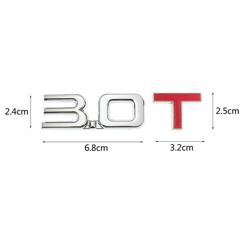 1 x Universal 1.3T~3.0T 1.3L~3.0L Logo 3D Metal Car SUV Truck Badge Sticker Emblem Decal (Size:9*2.5*0.4cm) 3.0T