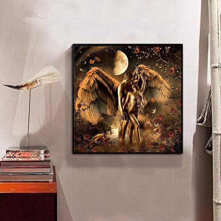 Diamond Painting Angel Lovers Picture of Rhinestones Diamond Mosaic Home Decor Diamond Embroidery 60x60CM