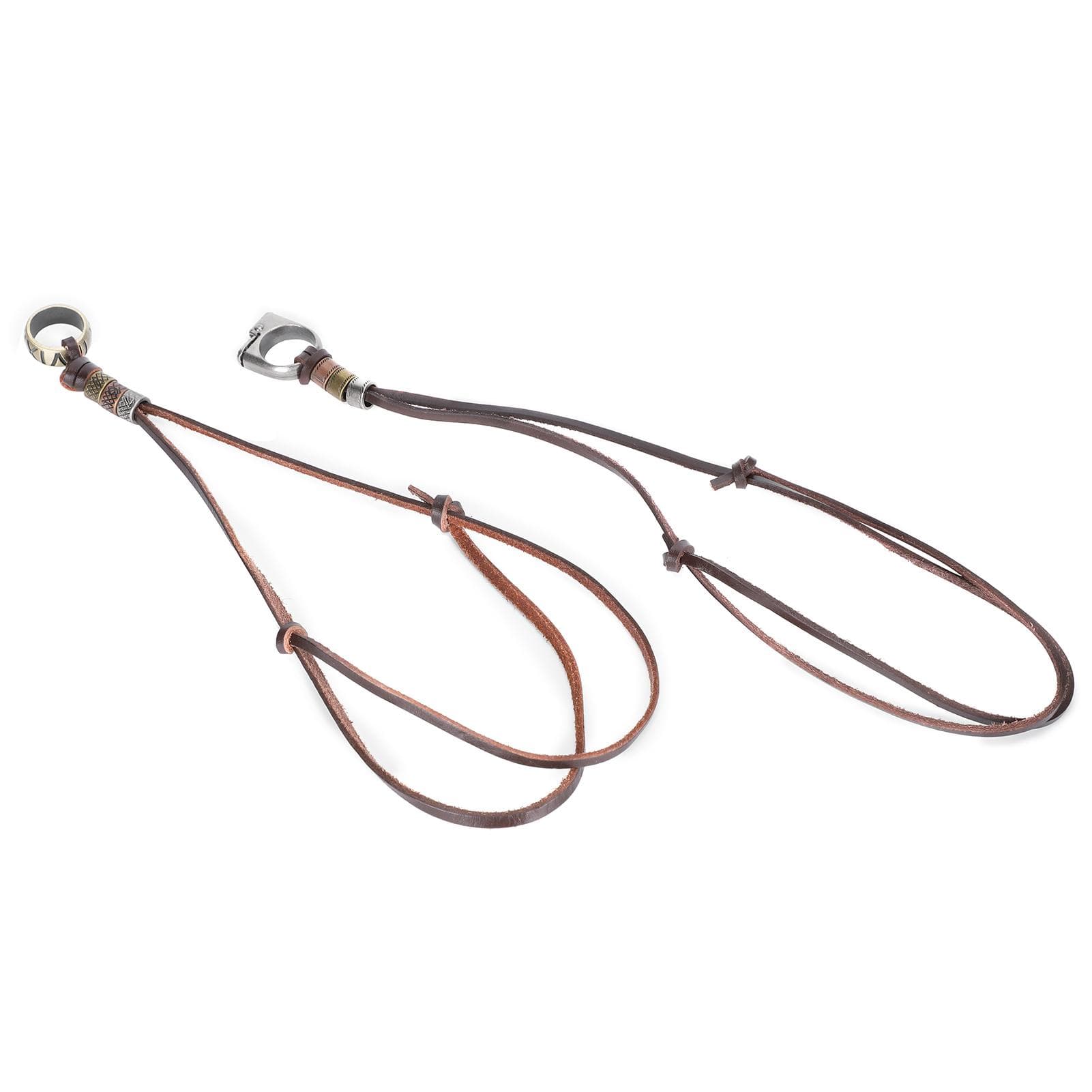 2Pcs Leather Sweater Chain HandMade Retro Adjustable Long Zinc Alloy Pendant Necklace