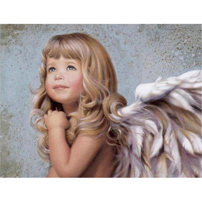 DIY Diamond Mosaic Angel Baby Kiss Needlework Full Round Diamond Painting Cross Stitch 20X30CM