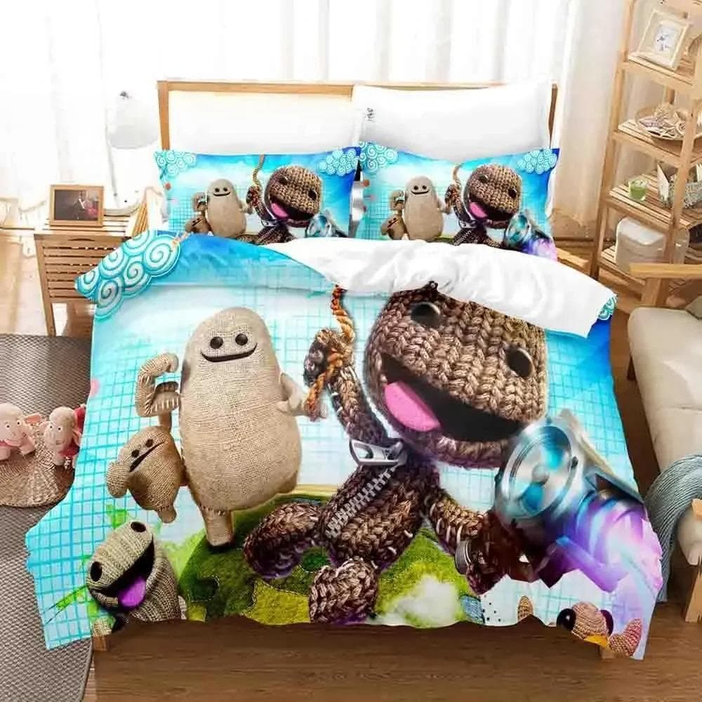 Sackboy Little Big Planet Bedding Set Single Twin Full Queen King Size Bed Set Aldult Kid Bedroom Duvet cover Sets Anime Bed EU Single 135x200cm