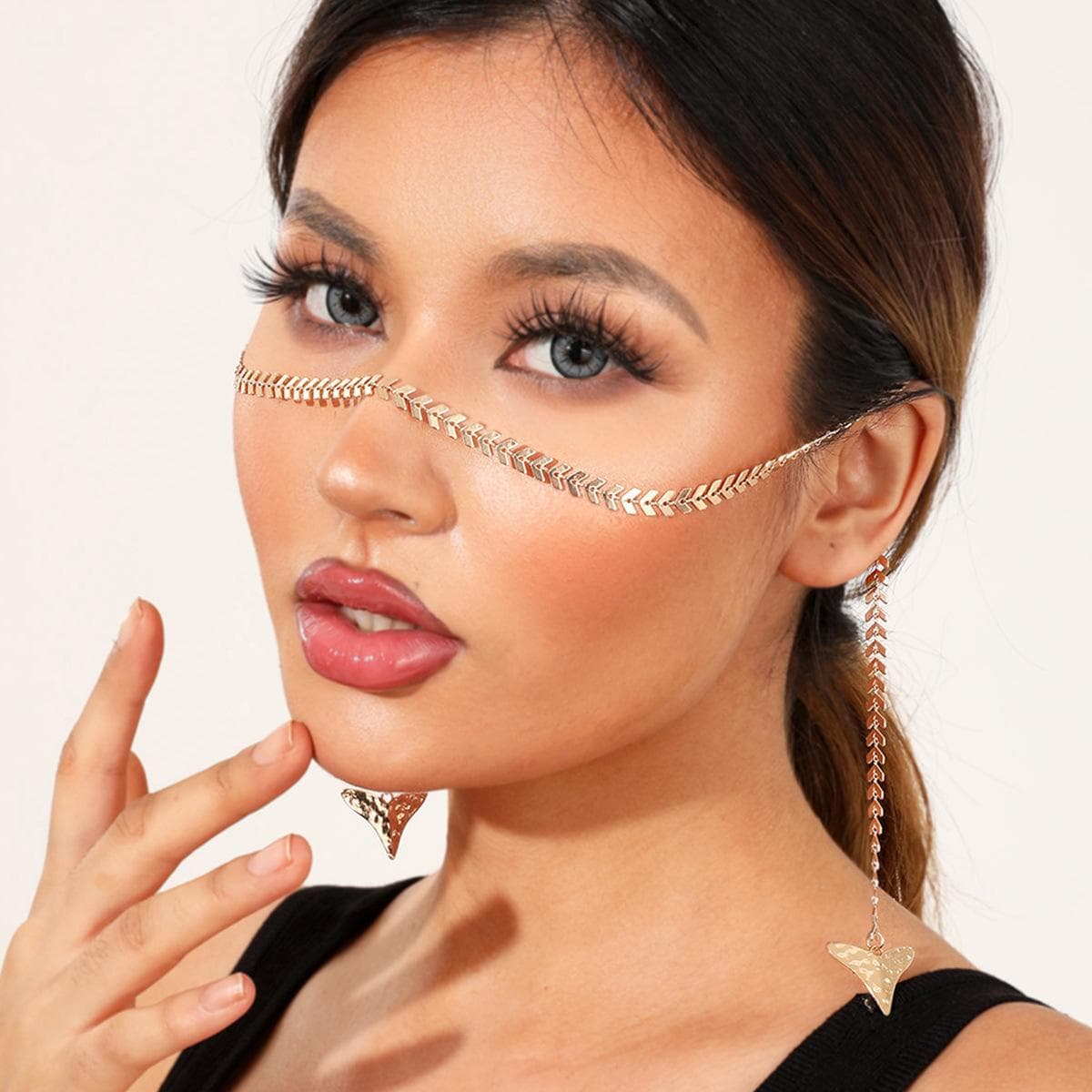 Face Chain Mask Jewellery Decoration Accessories Hair Rhinestone Headdress Glitters Halloween Carnival Masks Women Gifts gold