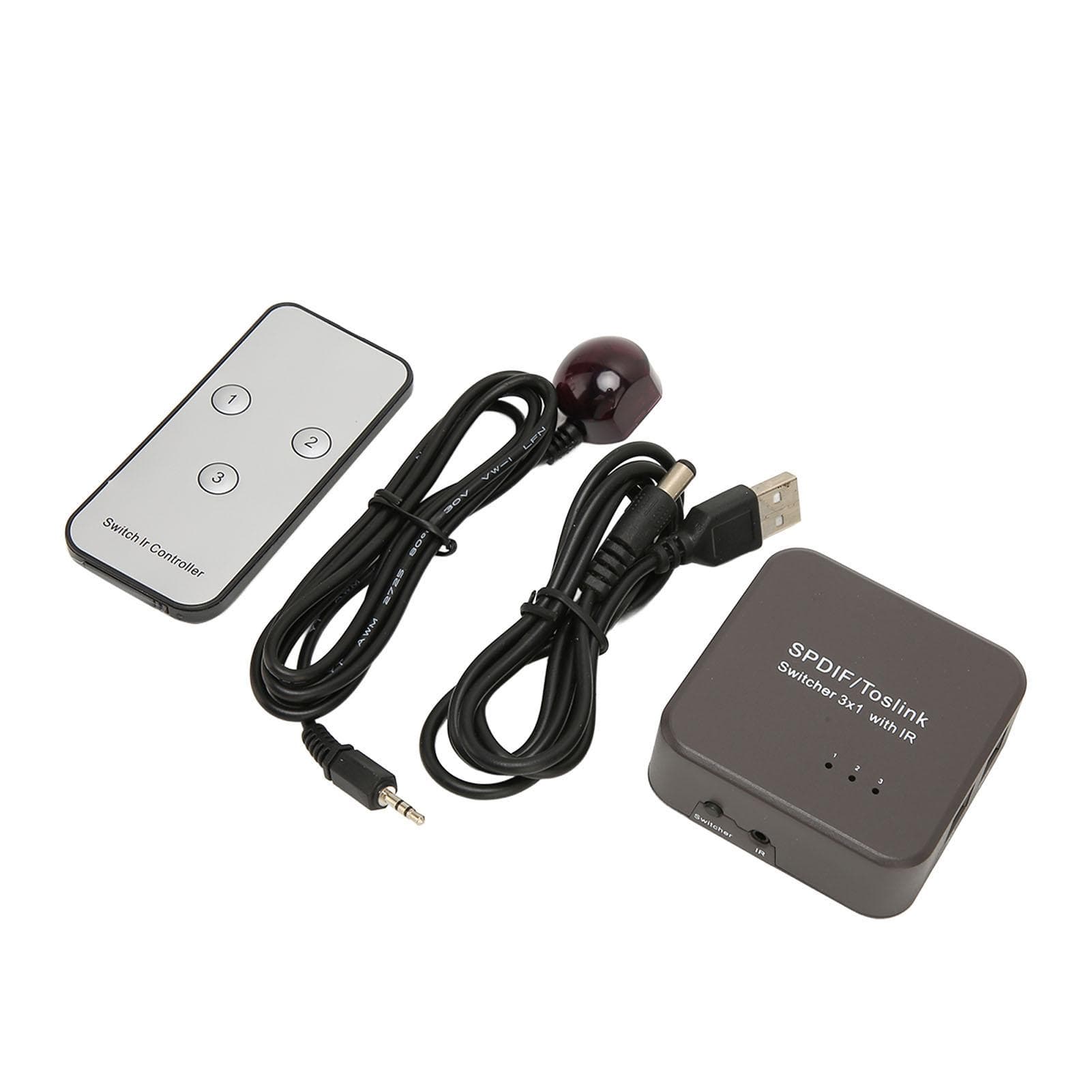 Digital Optical Sound Switch 3 in 1 Out Digital SPDIF Sound Splitter with Remote Control